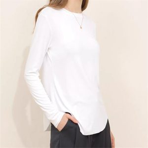 Grote Maten | Longsleeve Met Slubstructuur En Ronde Hals  – Dames Dames crème