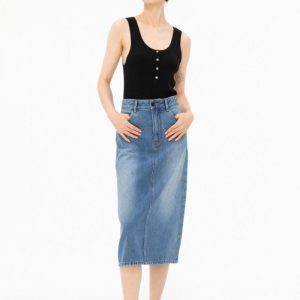 Rokken | Midirok Van Denim Met Split En Zadelpas  – Dames Dames blauw