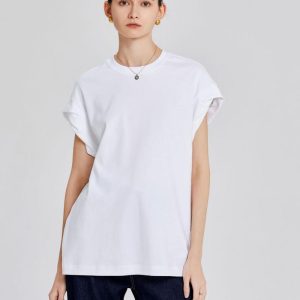 Shirts & Tops | T-Shirt Met Oversized Schouders  – Dames Dames crème