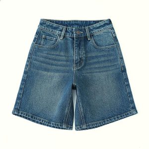 Shorts | Denim Bermuda / High Rise / Barrel Leg  – Dames Dames blauw