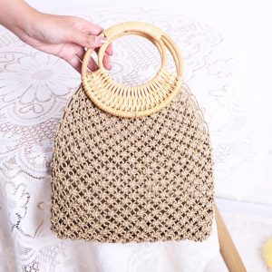 Tassen & Portemonnees | Macramé Shopper Met Houten Handvat  – Dames Accessoires Dames