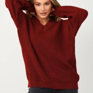 Truien & Sweatshirts | Trui Met Oversized Schouders En Gemêleerde Look  – Dames Dames Dames